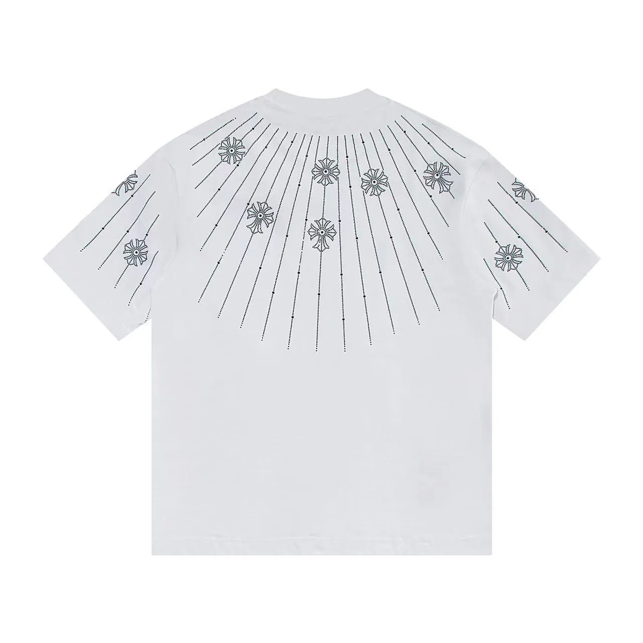 🅿️170 Style: 2025 new Croix heart hot diamond short-sleeved T-shirt Material: High version 300g double yarn combed cotton Size: S～XL Color: Black Style number: Z1002